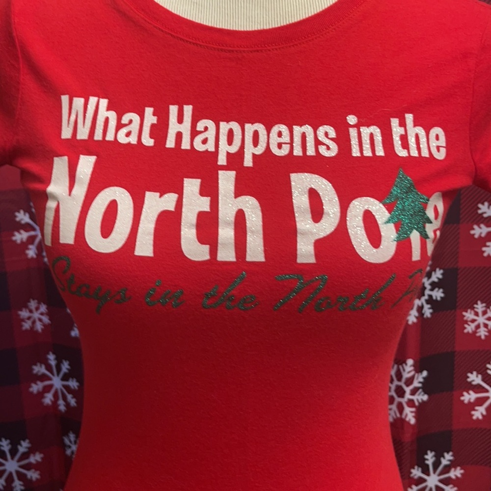 What happens in the North Pole stays in the North Pole Christmas Shirt. Size SM - Picture 2 of 6